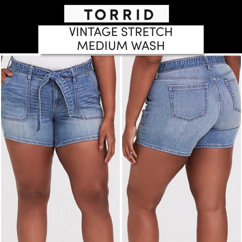Torrid High-Rise Vintage Stretch Utility Short With Tie Belt Size 18